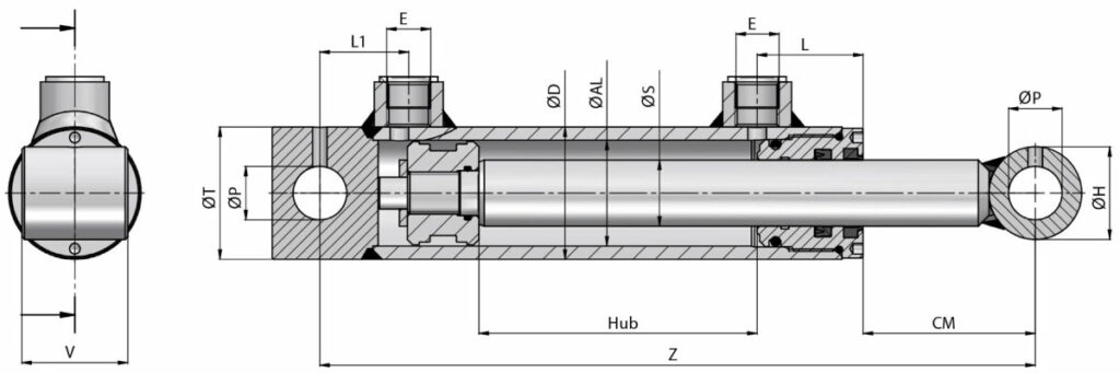 Hydraulikzylinder DW100/50-1000 CFHR/CBF 1