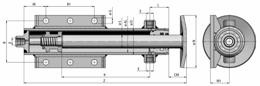 Hydraulikzylinder DW100/50-200 - Stützzylinder 1