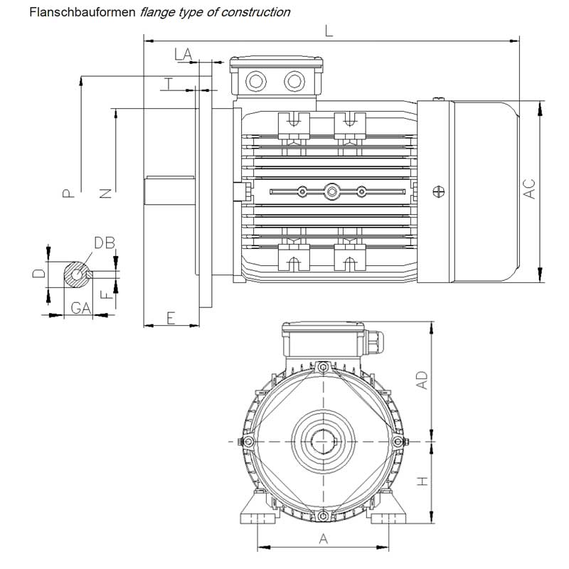 elektromotoren-z Elektromotoren B35 Maßzeichnung