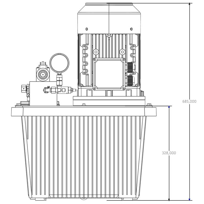Hydraulikaggregat HA-DEEV-30-11 Seitensicht A