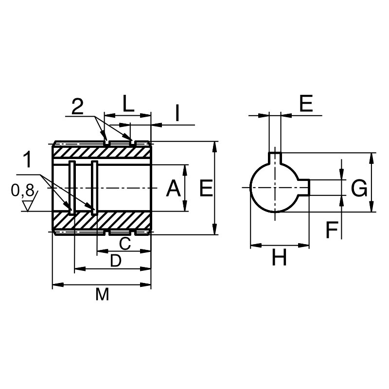 Kupplungsnabe 19,05mm (4,8mm) - 35x31-18Z 2 Kupplungsnabe 618-050 Maße